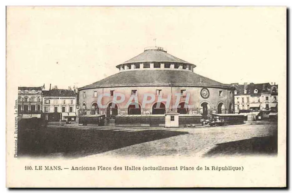 Le Mans — Ehemalige Place des Halles (heute Place de la République) — Phototypie J. Bovenez, Le Mans, n°100 - Vorderseite