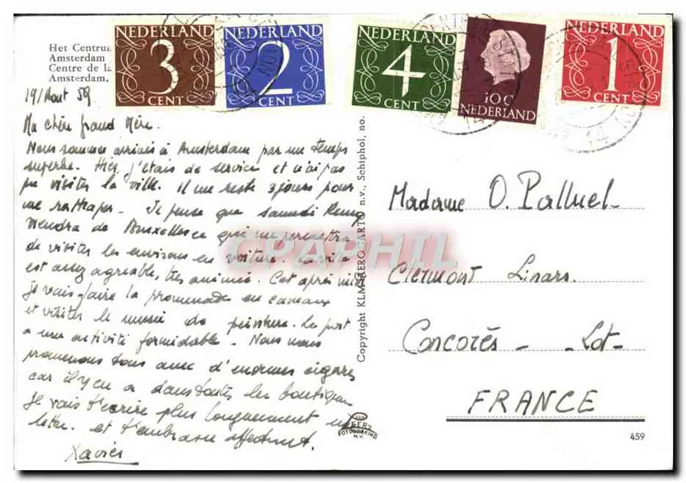 Vista aérea da cidade de Amsterdã — editor Nederlandsche Postdienst, n° 459 - Verso