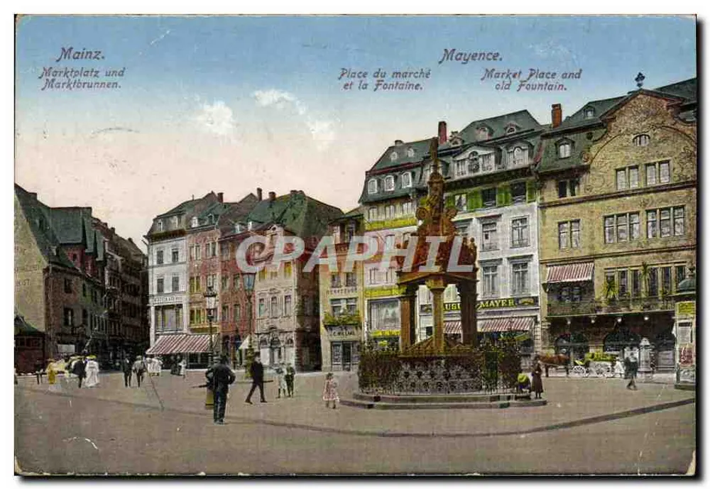 Mayence — Place du marché et la Fontaine — éditeur K.S.M. No. 617 - Frente