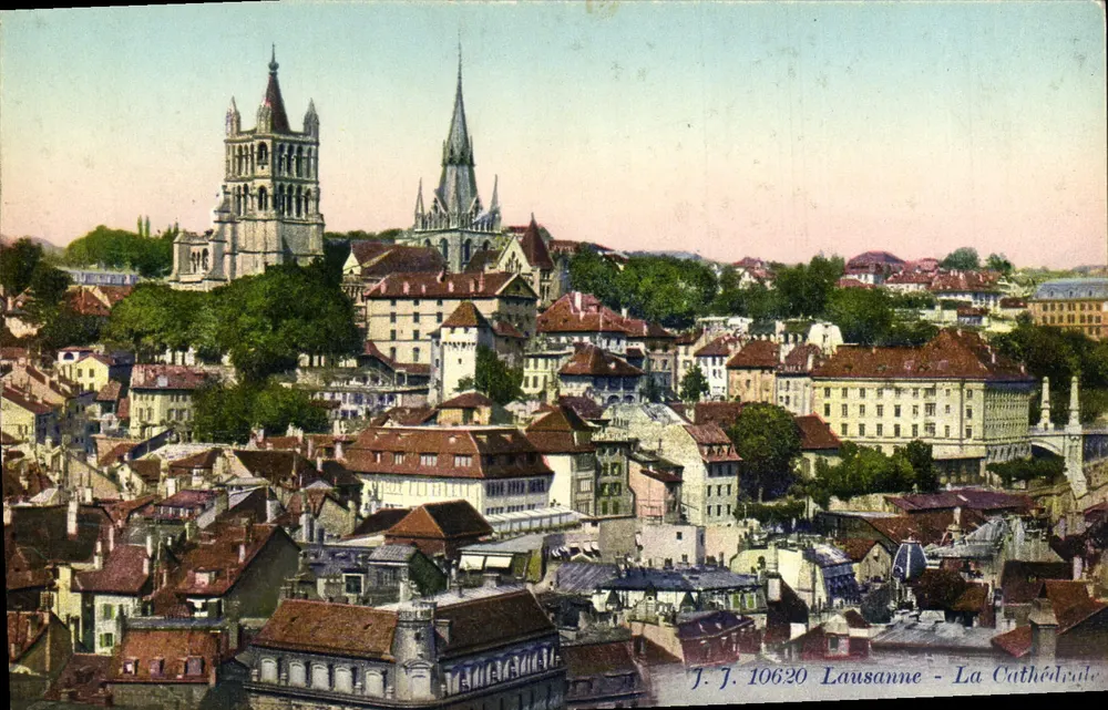 Lausanne - Katedra — widok z lotu — J.J. 10620 - Awers