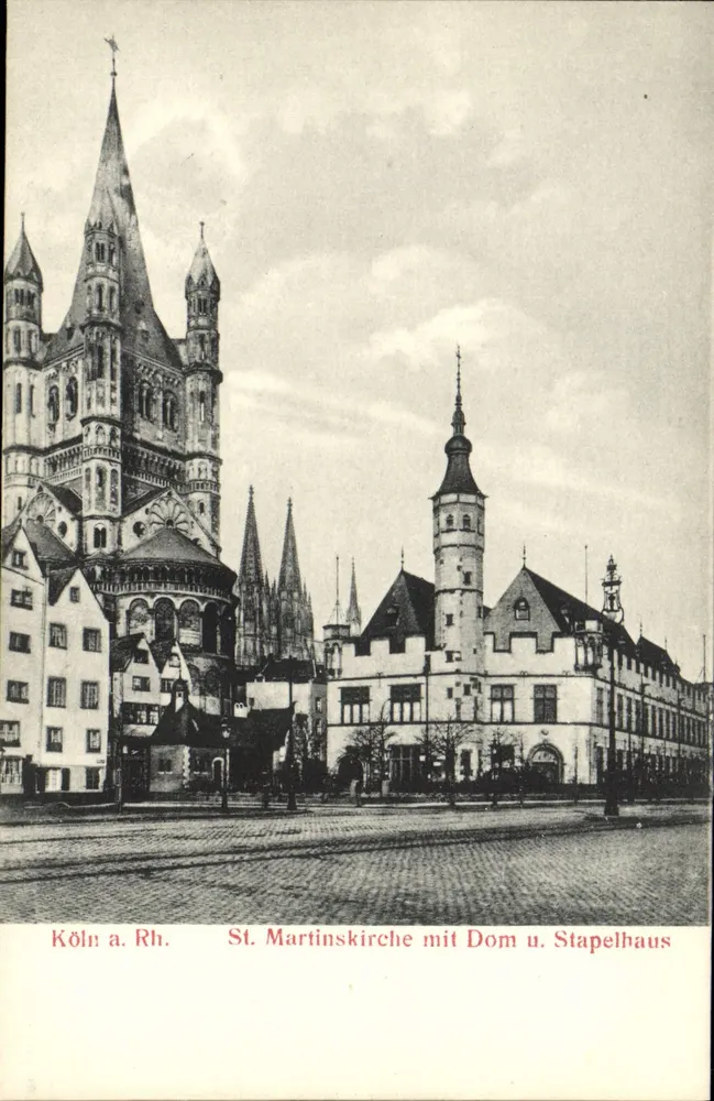 Köln (Rhein) — St. Martinskirche mit Dom und Stapelhaus — Kunstdruckerei GbR, Lennbeck, Wiesbaden, Serie 1, Nr. 249 - Vorderseite