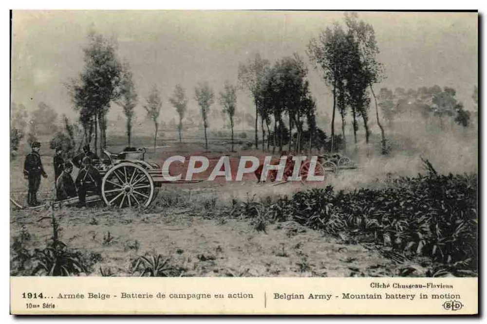 Belgische Armee - Feldgeschütz in Aktion — 10. Serie — Foto Chusseau-Flaviens - Vorderseite