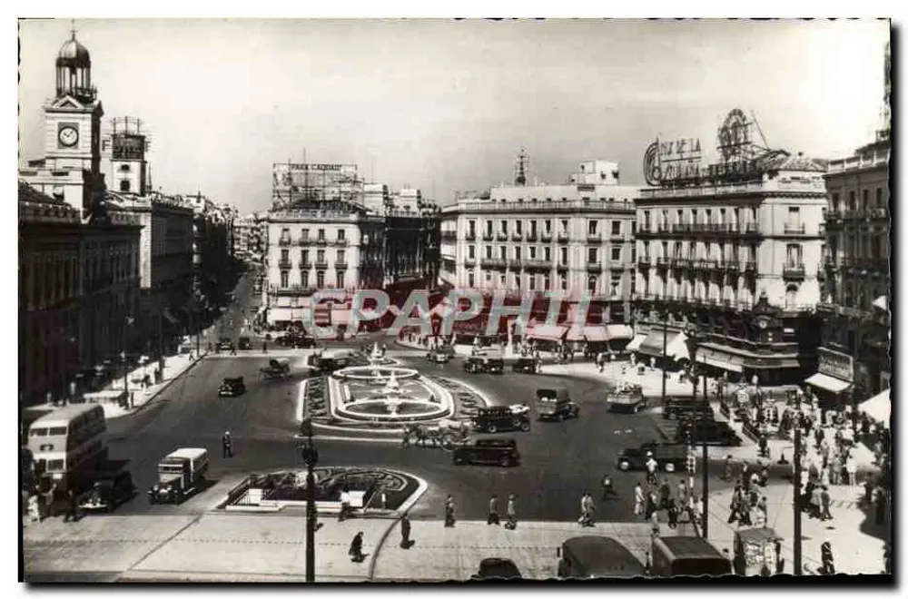 Praça da Puerta del Sol — Madrid — editada por Postales Ben. PEP. - MADRID - Frente