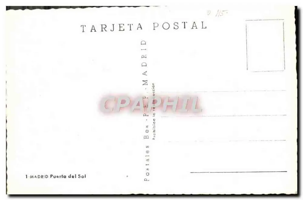 Praça da Puerta del Sol — Madrid — editada por Postales Ben. PEP. - MADRID - Verso