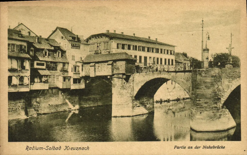 Radium-Solbad Kreuznach — Teil der Nahebrücke — Verlag A. Weidling-Nachf. Bad Kreuznach - Vorderseite