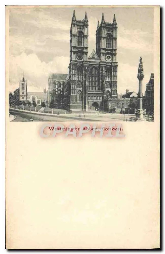 Abadia de Westminster, Londres — vista da abadia e do monumento de Nelson — editor não identificado, n° de série 959/300 - Frente