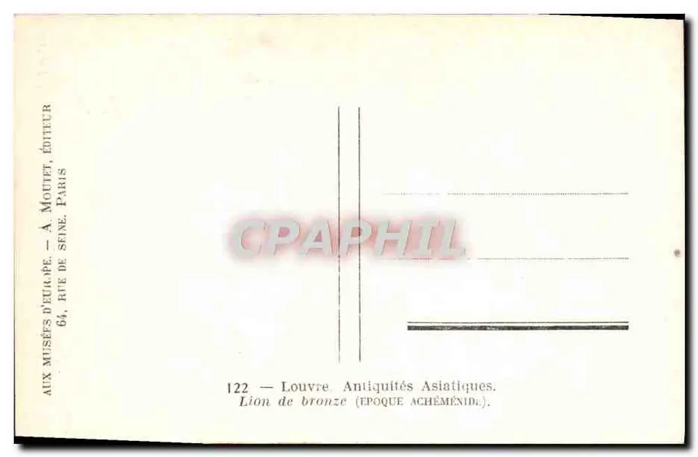 Bronzener Löwe — Achämeniden-Zeit — Verlag A. Moufet, Paris - Rückseite