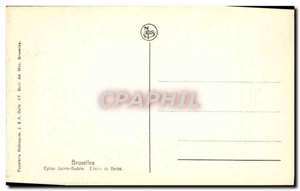 Kirche Sainte-Gudule — Thron der Wahrheit — Papeterie Métropolitaine J. & A. Dalle, Brüssel - Rückseite