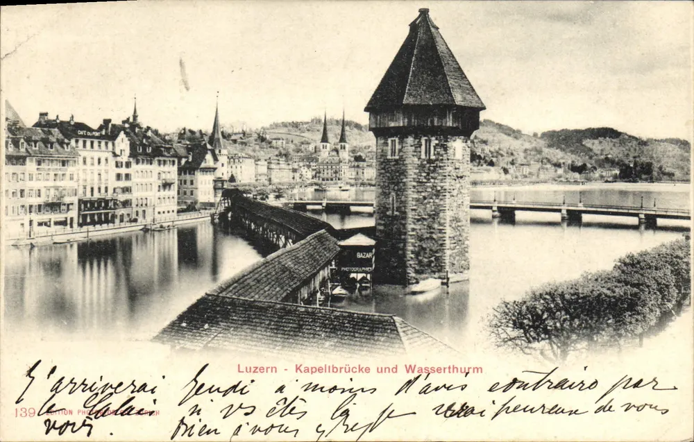 Luzern - Pont da Capela e Torre da Água — Edição Phototypie Luzern, n° 139 - Frente