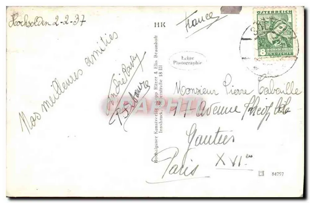 Braunhirschweiler Hütte g. Pitztaler u. Rettenbach-Joch — editor: Echte Photographie, n° 3042 - Verso