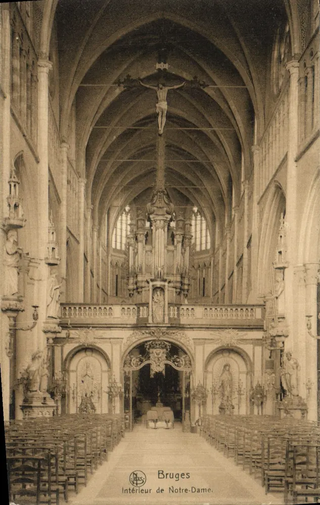 Interior da Catedral de Notre-Dame — Bruges — Nels, Bruxelas, Série Bruges No. 89 - Frente