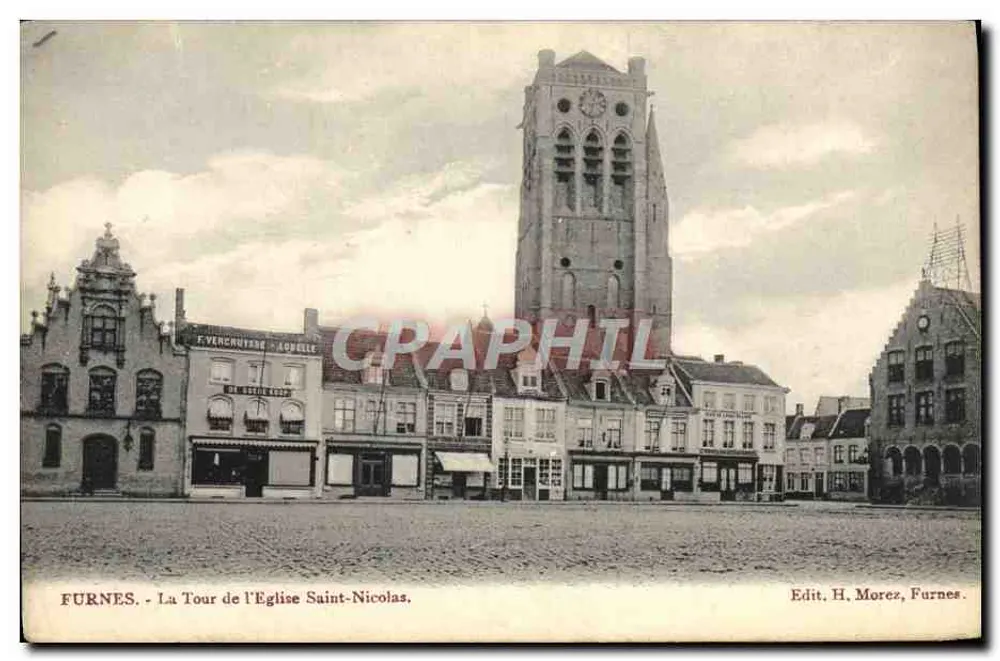 Furnes - Turm der Kirche Saint-Nicolas — Edit. H. Morez, Furnes - Vorderseite