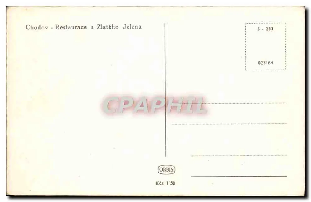 Chodov — Restaurazione al Zlaté Jelen — editore ORBIS, n° 233 - Verso