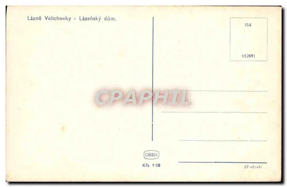 Lázně Velichovky — Kurhaus — Verlag ORBIS, Nr. 154 - Rückseite