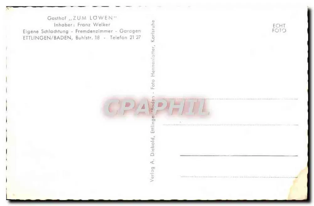 Esszimmer eines Gasthauses — Gasthof 'Zum Löwen' — Ettlingen/Baden - Rückseite
