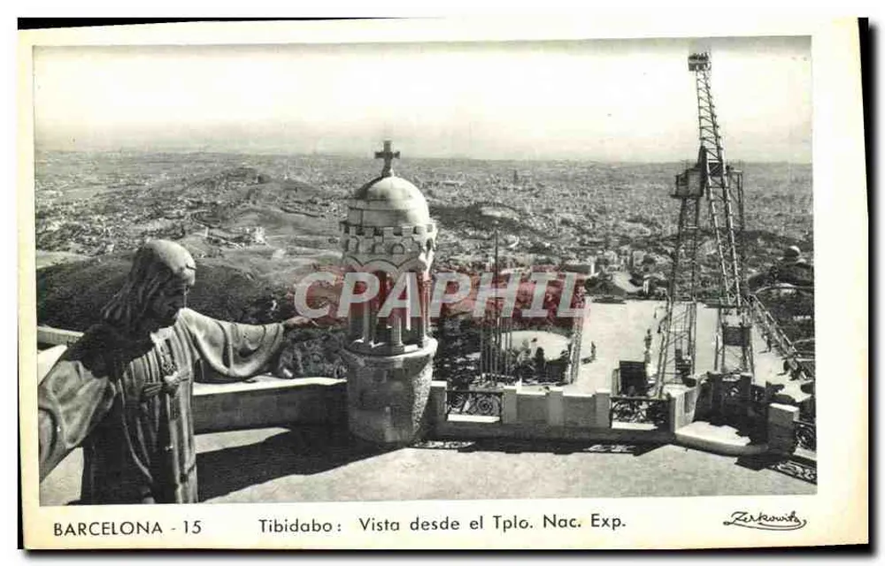 Barcelona - 15 - Tibidabo: Blick vom Nationalen Seilbahn - Vorderseite