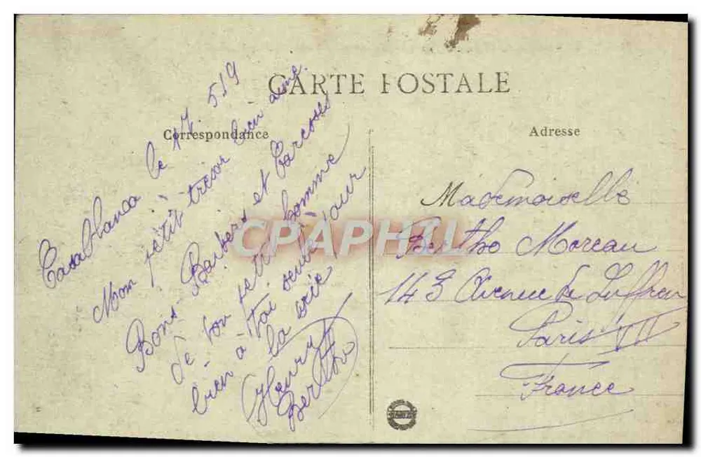 El criadero de avestruces en Marruecos — 65 - MAROC (Scènes et Types) — 5º Regimiento de Línea - Reverso