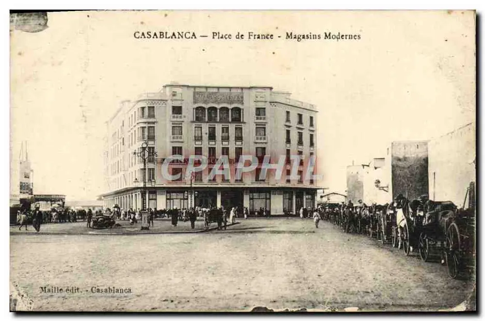 Casablanca — Place de France — Moderne Geschäfte — Verlag Maille Casablanca - Vorderseite