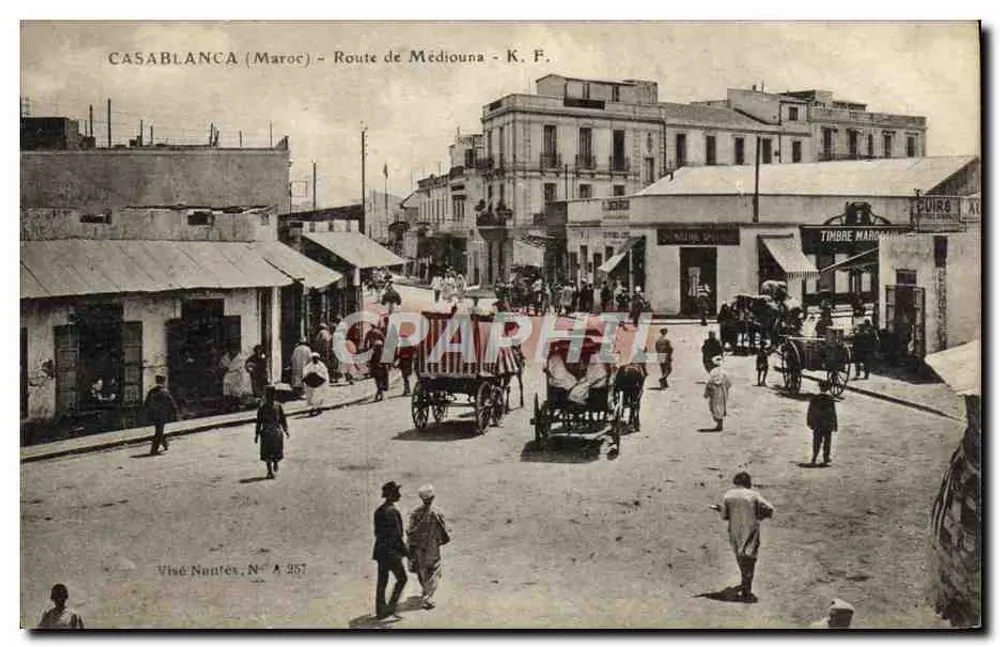 Casablanca (Marrocos) - Estrada de Médiouna - K. F. - Visado Nantes, N° A 257 - Frente