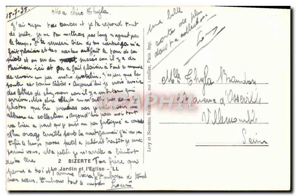 Jardim e Igreja - LL — Paris, Letellier, n°2 - Verso