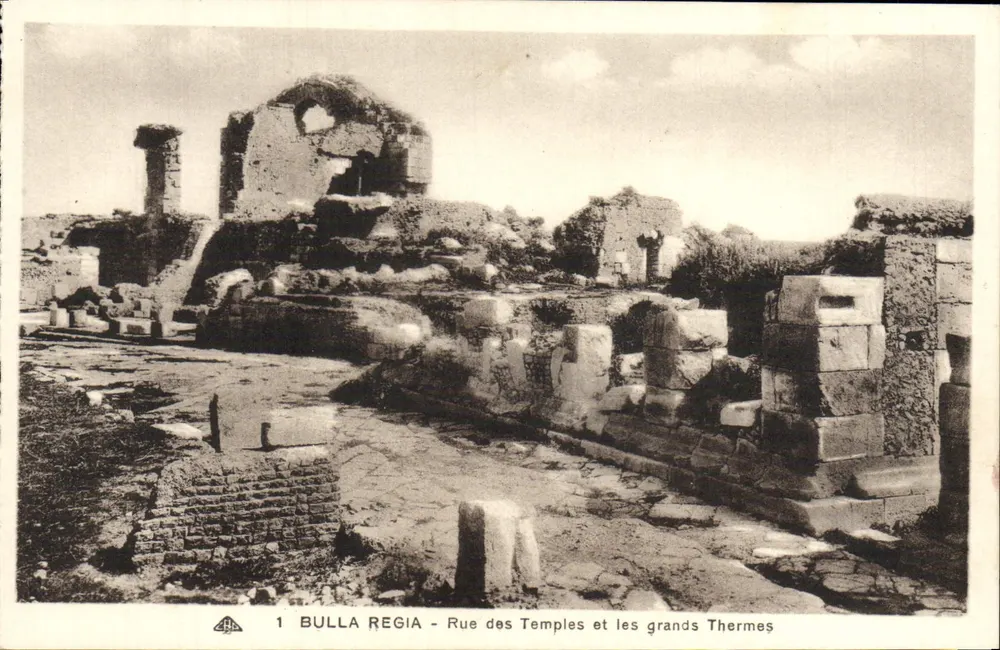 Bulla Regia - Rue des Temples und die Großen Thermen — Antike Ansichtskarte n°1, Verlag ABA - Vorderseite