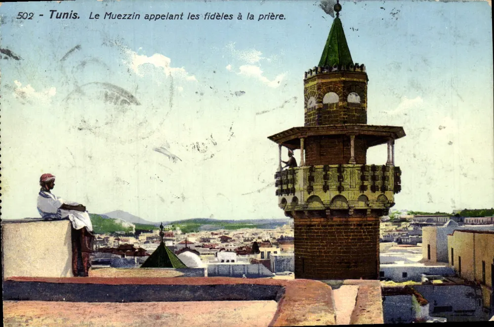 Tunis — Der Muezzin ruft die Gläubigen zum Gebet — Serie 502, Verlag Tunisie Posters - Vorderseite