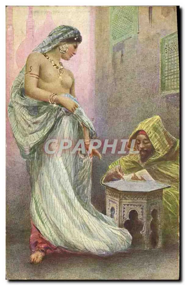 Frau und Mann in orientalischer Kleidung — Straßenszene — Verleger L. & L. n° 419 - Vorderseite