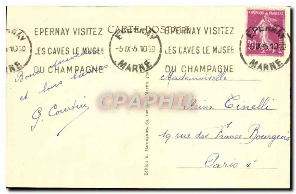 Epernay (Marne) — La Tour Champenoise et la Marne — Edition E. Harmignies - Rückseite