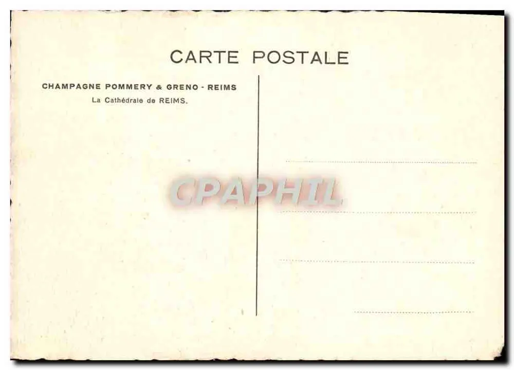 Kathedrale von Reims — Ansicht der Fassade — Verlag Champagne Pommery & Greno - Rückseite