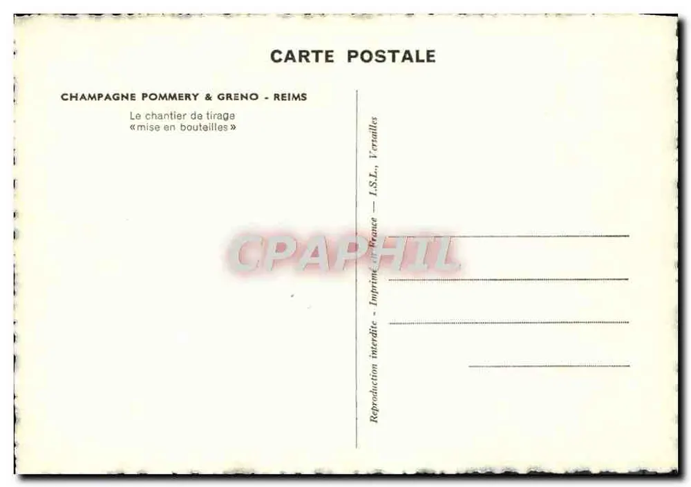 Champagne Pommery & Greno - Reims — Die Abfüllerei « mise en bouteilles » — Drucker: I.S.L., Vernalles - Rückseite