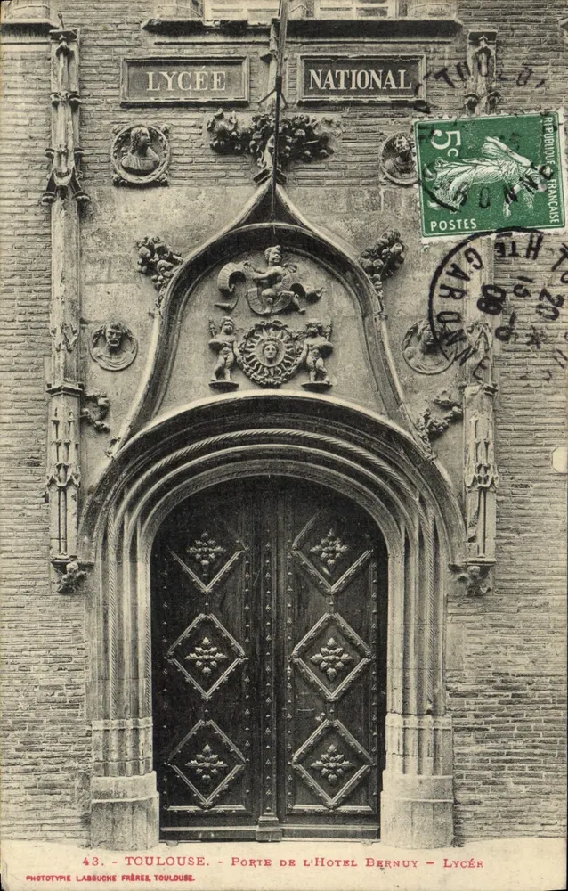 Porte de l'Hôtel Bernuy — Lycée National — Toulouse — Phototype Labbuche Frères - Vorderseite