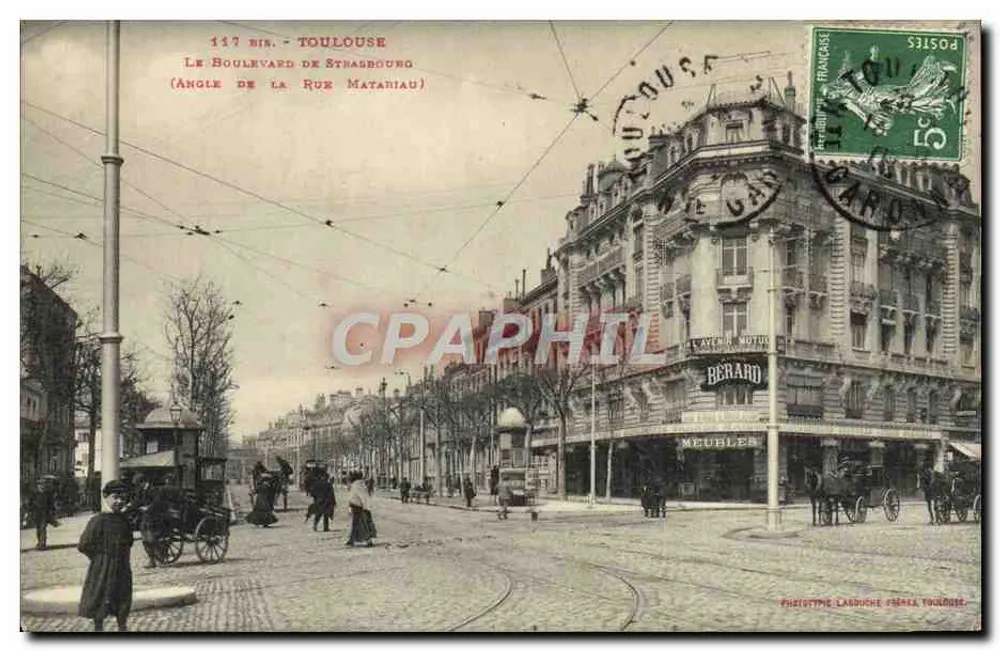 Toulouse - Der Boulevard de Strasbourg (Ecke der rue Matariau) — Phototypie Labouche, Toulouse, n° 117 bis - Vorderseite
