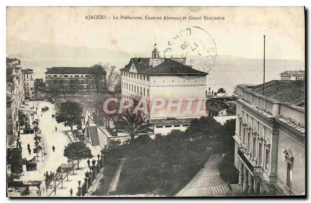 Ajaccio — Das Präfektur, Kasernen Abatucci und das Grand Seminar — Sammlung J. Moretti, Corte (Korsika) - Vorderseite
