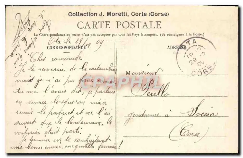 Ajaccio — O Fundo do Golfo — Reprodução Isterd’o, n° 1194 - Verso