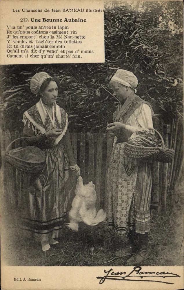 Zwei Frauen und ein Huhn — Illustrierte Lieder von Jean RAMEAU — Edit. J. Rameau - Vorderseite