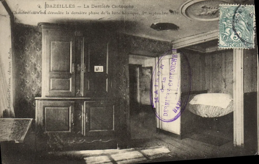 Bazeilles — Die Letzte Kugel — Zimmer, in dem der letzte Teil des heldenhaften Kampfes stattfand, 1. September 1870 — Suzaine-Pierson, Verlag Sedan - Vorderseite