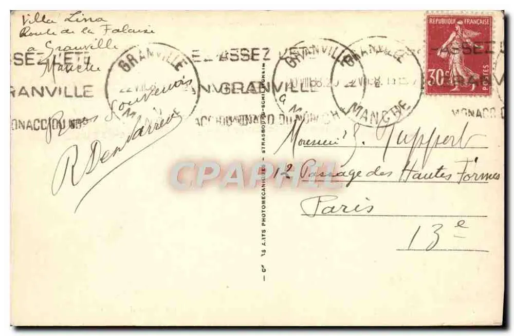 Granville — Allgemeine Ansicht vom Maison du Guet — Verlag A.C. n°182 - Rückseite