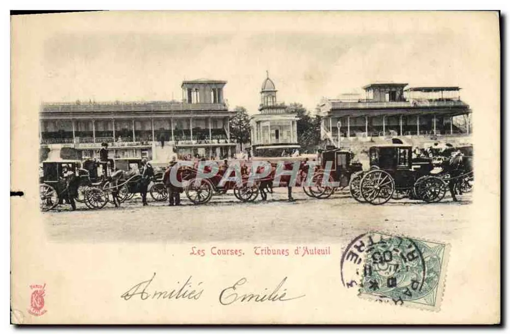 Les Courses, Tribunes d'Auteuil — éditeur YAROS, n° de série non visible - Frente