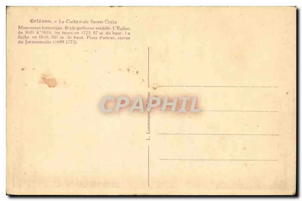 Orléans — A Catedral Santa Cruz — L. Lenormand, Orléans - Verso