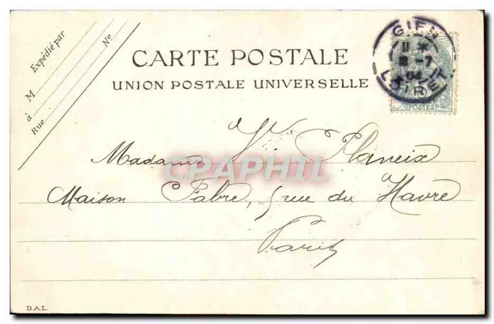 Gien — Rue des Degrés — E. Bois, Editeur, N° 22 - Verso