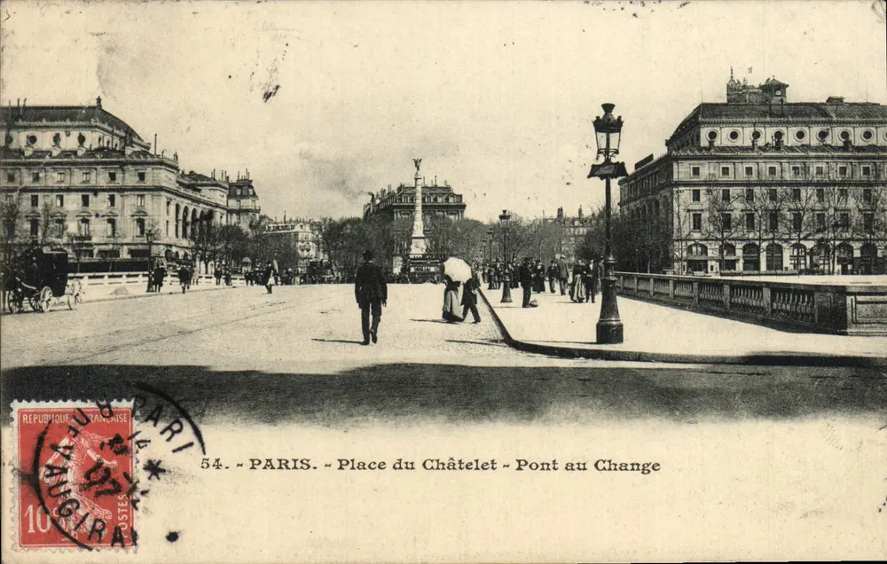 Paris - Praça do Châtelet - Pont du Change — editor G. P. Gira, n° 54 - Frente