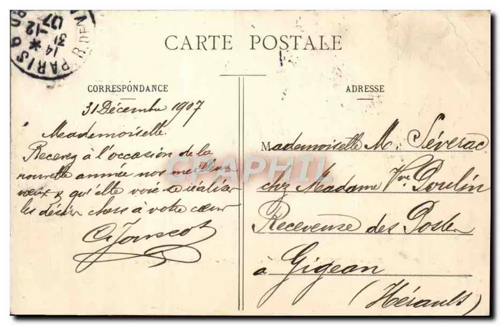 Paris - Praça do Châtelet - Pont du Change — editor G. P. Gira, n° 54 - Verso