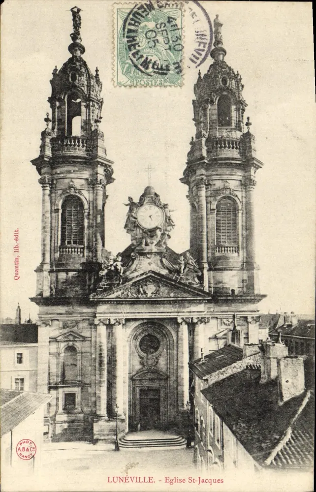 Lunéville - Igreja de São Jacó — Fot. A.B.&C. - Quantin, litografia editada - Frente