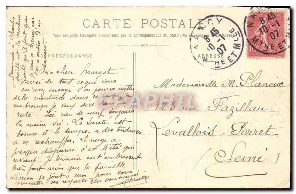 NANCY - Arco do Triunfo - Rue Héré — Maison des Magasins Réunis, editora, Nancy - Verso