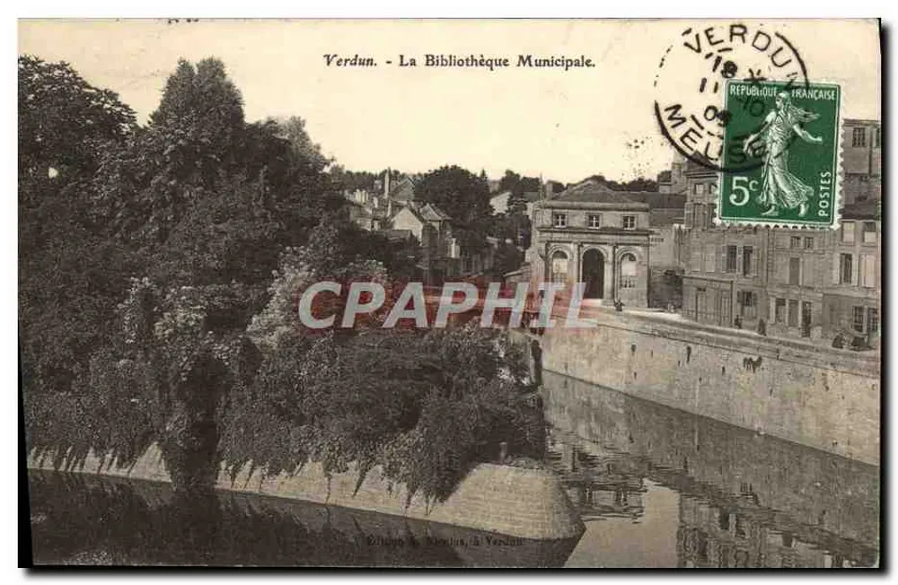 Verdun - A Biblioteca Municipal — Editor: Chidoy & Bérelin, em Verdun - Frente