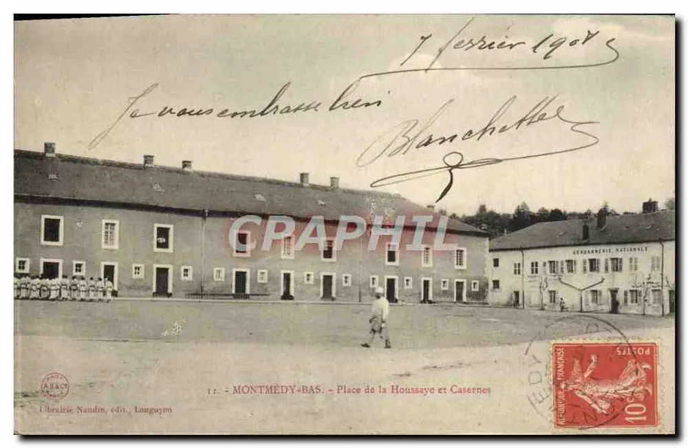 Montmédy-Bas - Place de la Houssaye und Kasernen — Librairie Naudin, Verlag, Longuyon - Vorderseite