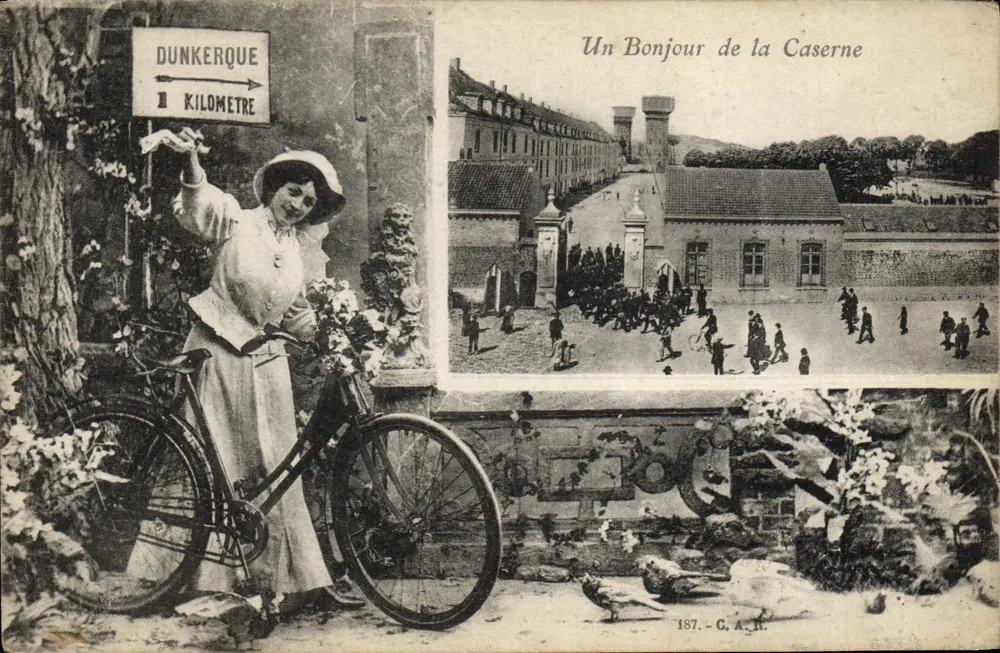 Dunkerque — Blick auf die Kaserne mit Fahrradfahrer — C.A.R. n°187 - Vorderseite