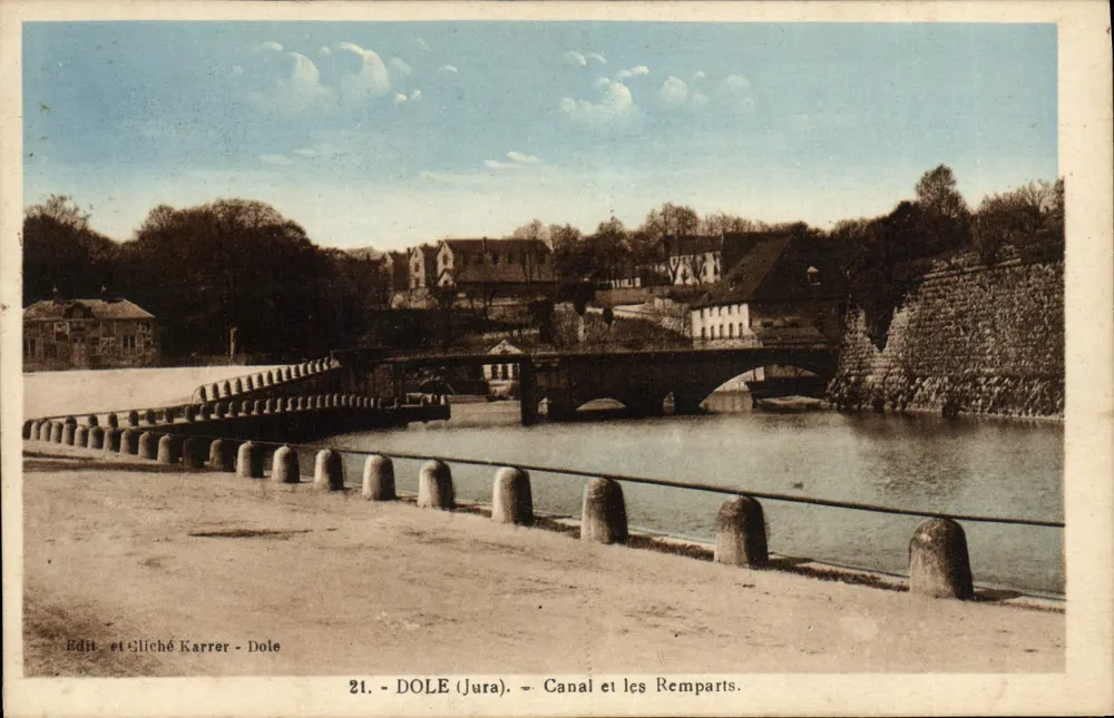 Dole (Jura) — Canale y los Muros — Édit et Gliché Karrer - Dole, n°21 - Anverso