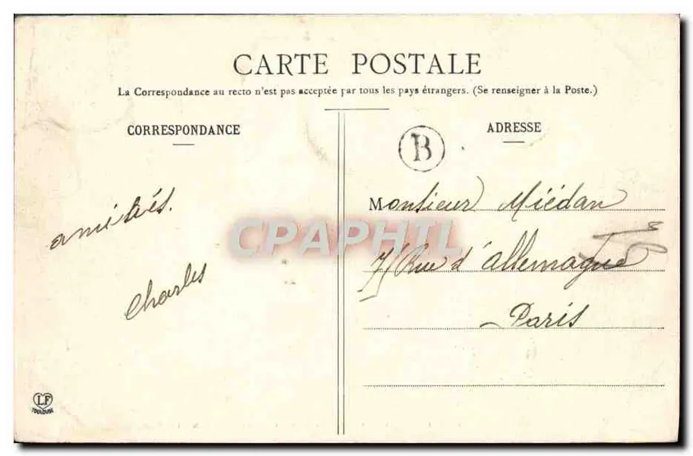 Luchon - Wasserfall der Pique (Die Berge von Venasque in Luchon) — Verlag: L. Frères, Toulouse — Nr. 35 - Rückseite