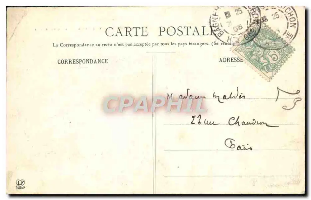 Luchon — Vista tirada da Chaumière — Fototipia Léonide Léonard, Paris - Verso